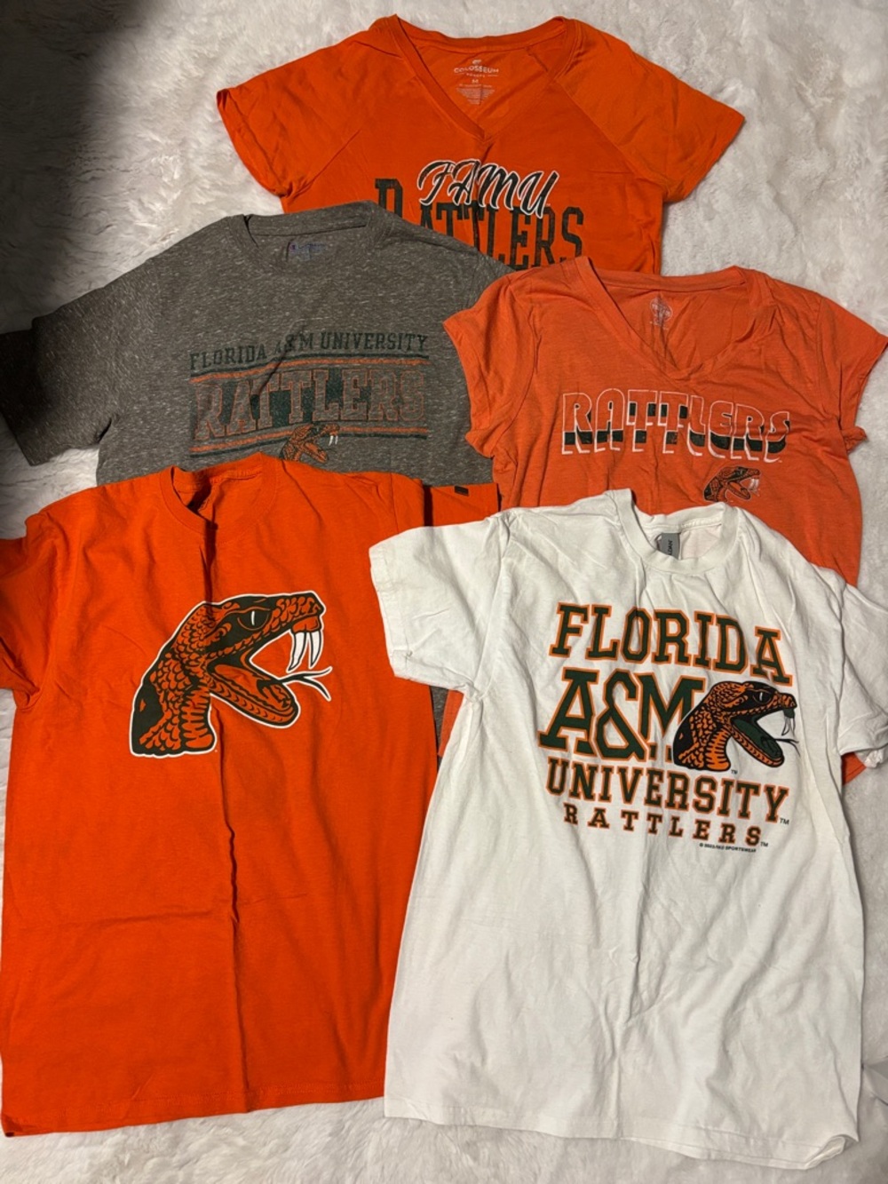 FAMU Florida A&M Rattlers Orange & White T-Shirt 5 Pack